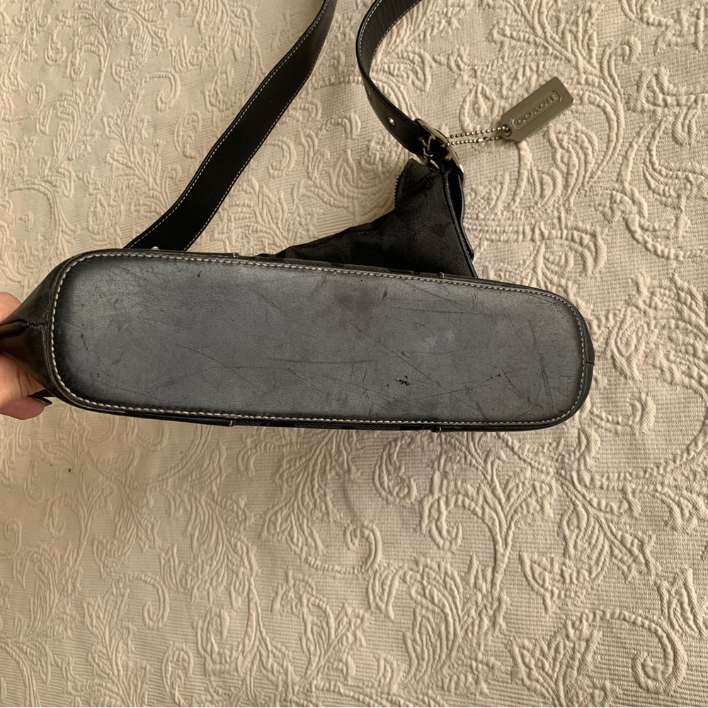 Coach Black Classic Monogram Signature Canvas Leather Trim Vintage Crossbody Bag - Picture 10 of 14